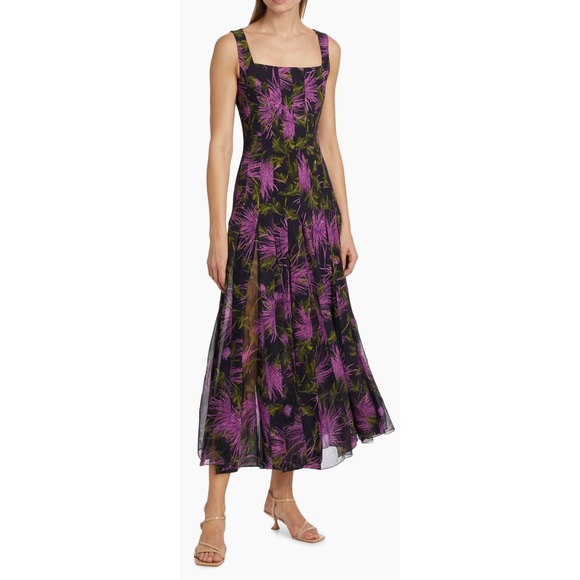 Oscar de la Renta Chrysanthemum Floral Midi Dress - Picture 4 of 12
